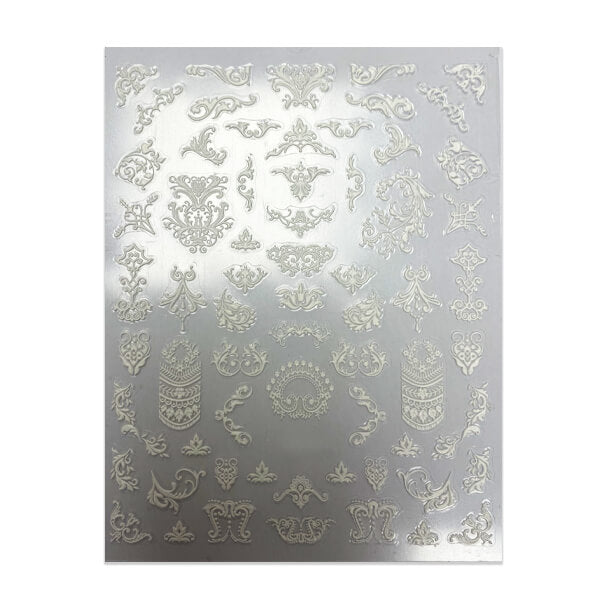 5D White Pattern Sticker Sheet