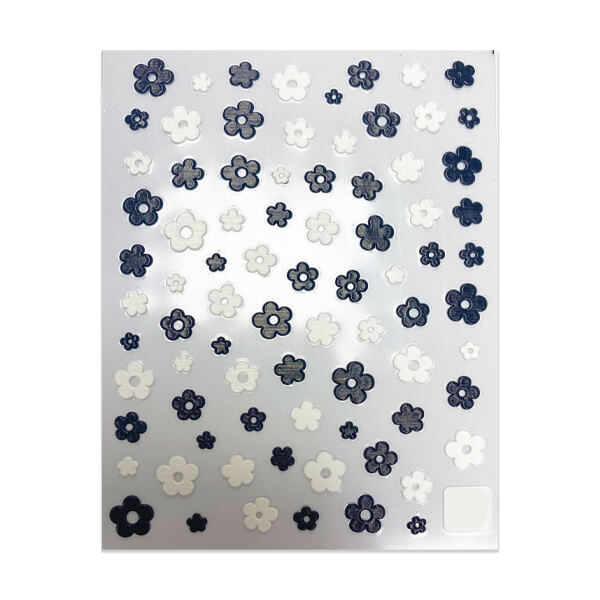 5D Black And White Flowers Sticker Sheet
