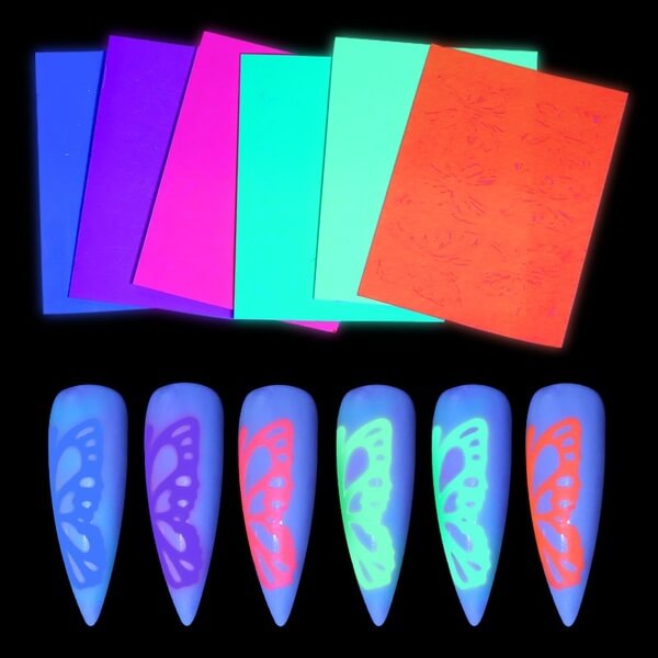 Pink Neon Butterfly Stickers