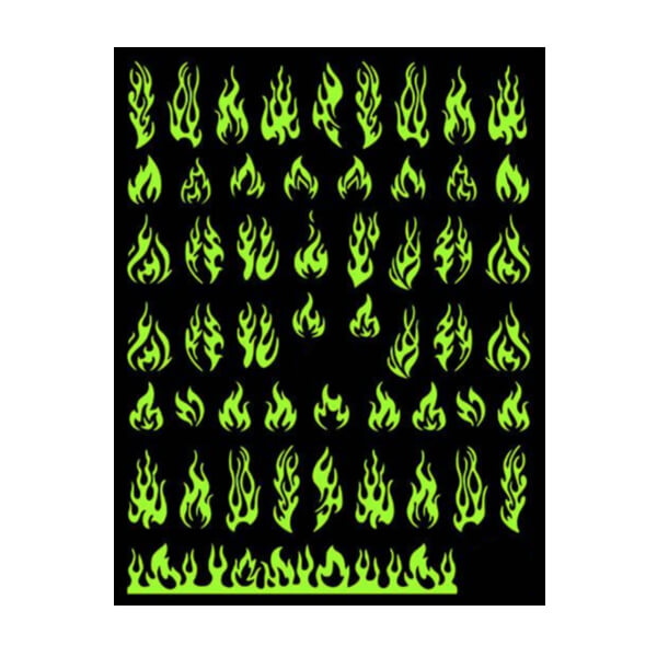 Flames Glow In The Dark Sticker Sheet