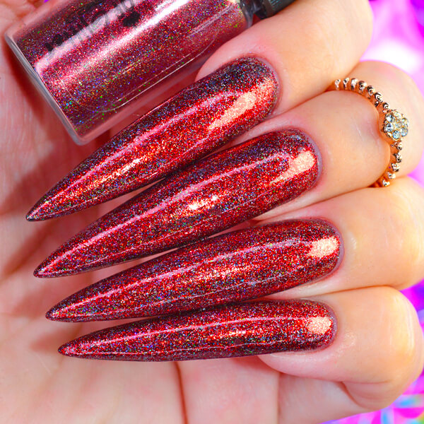 Galaxy Red Holographic Nail Chrome
