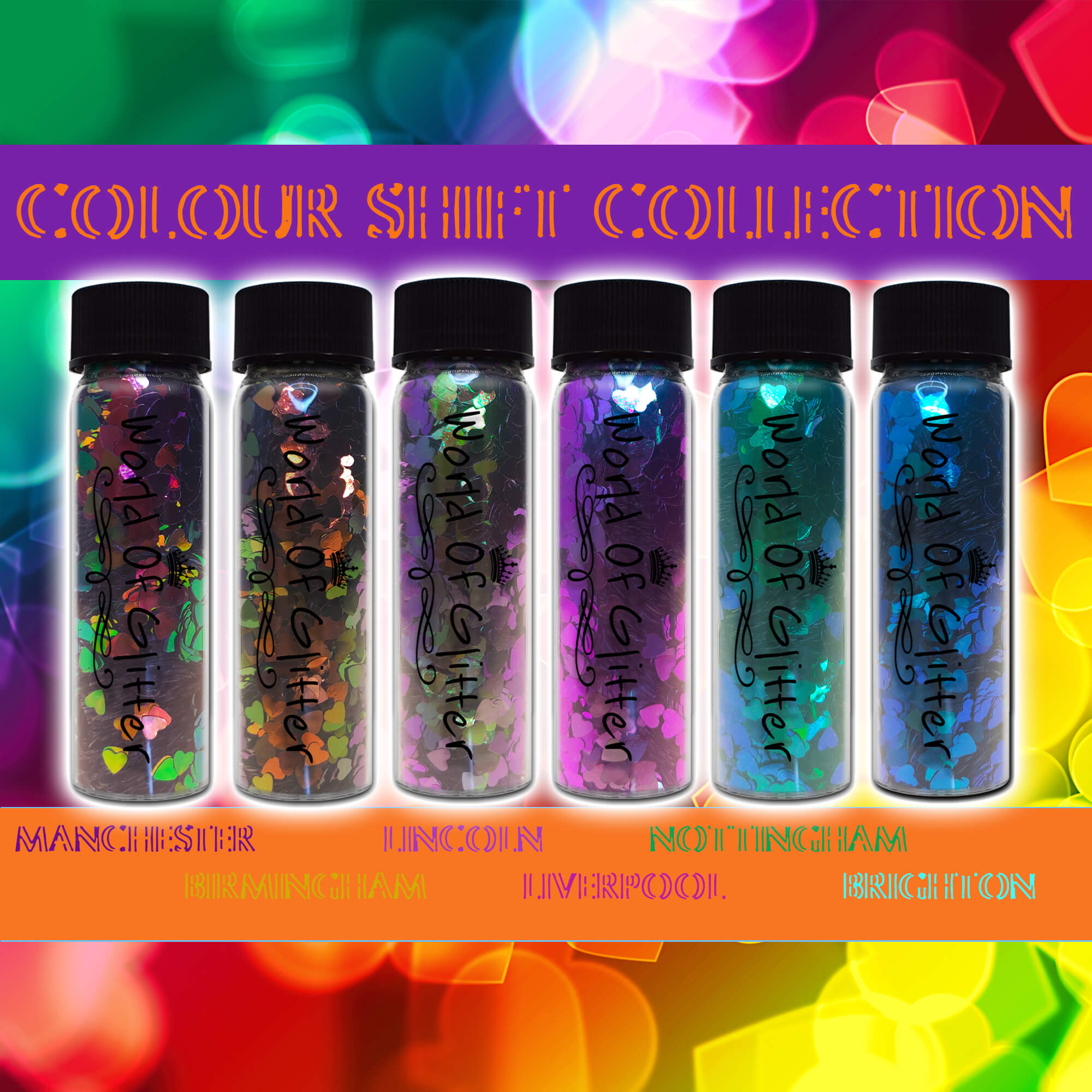 Colour Shift Heart Nail Glitters Collection