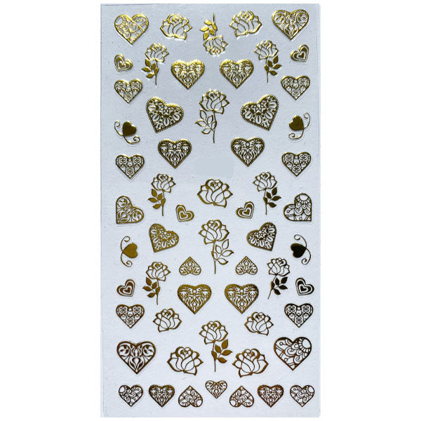 Hearts And Roses Gold Sticker Sheet