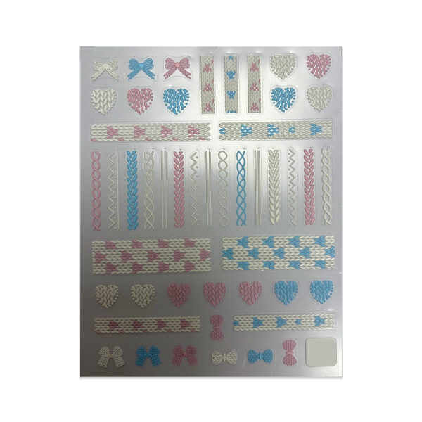 5D Pink White & Blue Cable Knit Stickers
