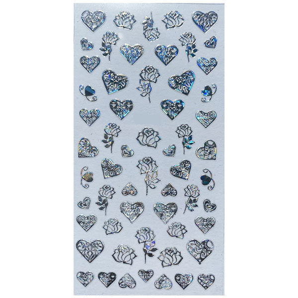 Hearts And Roses Silver Sticker Sheet