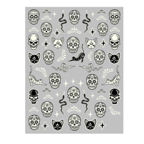 Snakes And Skulls Glow In The Dark Sticker Sheet