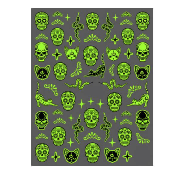 Snakes And Skulls Glow In The Dark Sticker Sheet